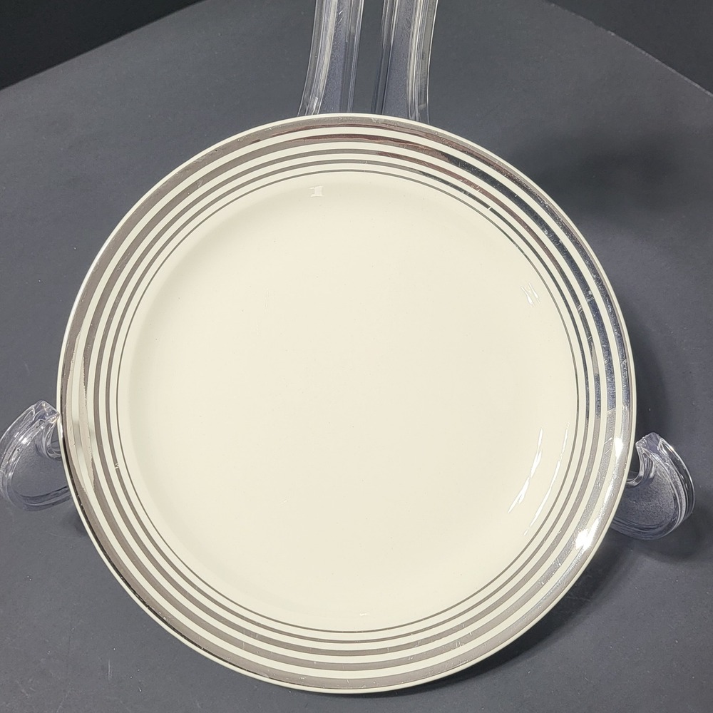 VTG Taylor Smith Taylor Silver‎ Platinum Ring Cream Salad Plate 7.25 Inch USA